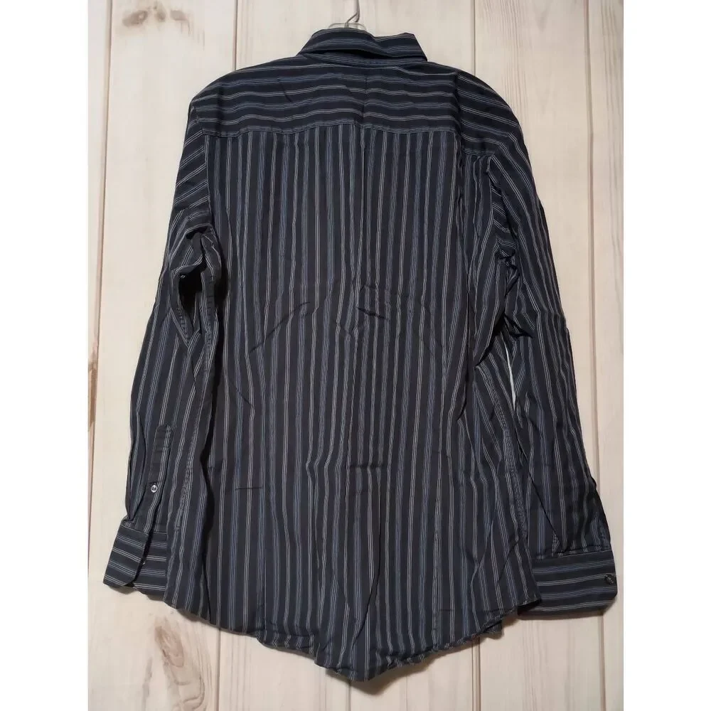 Banana Republic Shirt Men's Large‎ Slim Fit Navy Button Front Long Sleeve